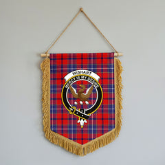 Wishart Dress Tartan Crest Wall Hanging Banner - Wood Pole