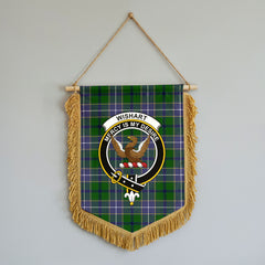 Wishart Hunting Tartan Crest Wall Hanging Banner - Wood Pole