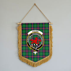 Young Modern Tartan Crest Wall Hanging Banner - Wood Pole