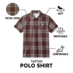 Cunningham Burgundy Dancers Tartan Crest Birdseye Mesh Polo Shirt