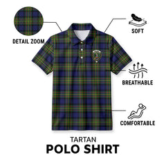 MacLaren Modern Tartan Crest Birdseye Mesh Polo Shirt