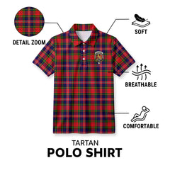 MacPherson Modern Tartan Crest Birdseye Mesh Polo Shirt
