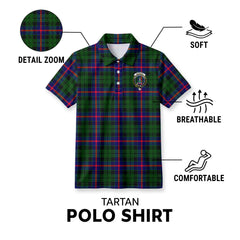 Morrison Modern Tartan Crest Birdseye Mesh Polo Shirt