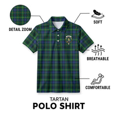Stewart Hunting Modern Tartan Crest Birdseye Mesh Polo Shirt