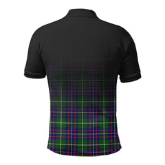 Inglis Modern Tartan Crest Polo Shirt - Thistle Black Style