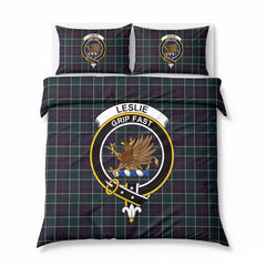Leslie Hunting Modern Tartan Crest Bedding Set