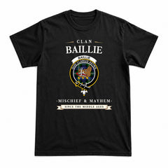 Baillie Modern Tartan Crest Mischief and Mayhem T-shirt