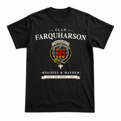 Farquharson Weathered Tartan Crest Mischief and Mayhem T-shirt