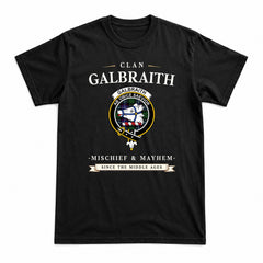 Galbraith Modern Tartan Crest Mischief and Mayhem T-shirt