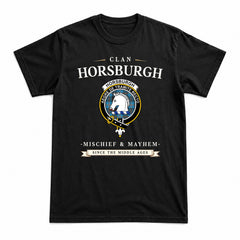 Horsburgh Tartan Crest Mischief and Mayhem T-shirt