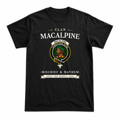 MacAlpine Modern Tartan Crest Mischief and Mayhem T-shirt