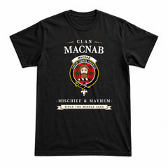 MacNab Modern Tartan Crest Mischief and Mayhem T-shirt