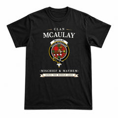 McAulay Modern Tartan Crest Mischief and Mayhem T-shirt
