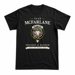 McFarlane Hunting Ancient Tartan Crest Mischief and Mayhem T-shirt