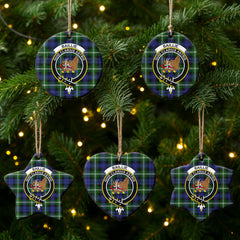 Baillie Modern Tartan Crest Christmas Ceramic Ornament
