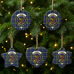 Baird Modern Tartan Crest Christmas Ceramic Ornament