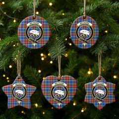 Bethune Modern Tartan Crest Christmas Ceramic Ornament