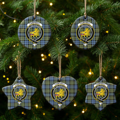 Campbell Faded Tartan Crest Christmas Ceramic Ornament