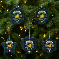 Campbell Modern Tartan Crest Christmas Ceramic Ornament