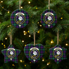 Campbell of Cawdor Modern Tartan Crest Christmas Ceramic Ornament