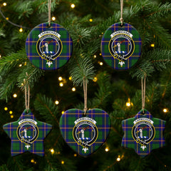 Carmichael Modern Tartan Crest Christmas Ceramic Ornament