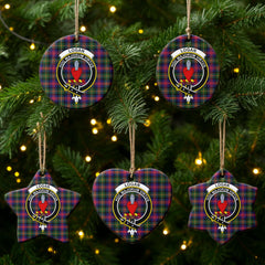 Logan Modern Tartan Crest Christmas Ceramic Ornament