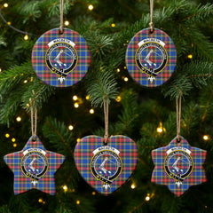 MacBeth Modern Tartan Crest Christmas Ceramic Ornament