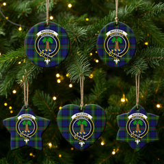 MacEwan Modern Tartan Crest Christmas Ceramic Ornament