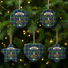 MacIntyre Hunting Modern Tartan Crest Christmas Ceramic Ornament