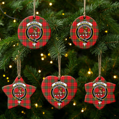 McAulay Modern Tartan Crest Christmas Ceramic Ornament