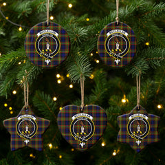 McClellan Modern Tartan Crest Christmas Ceramic Ornament