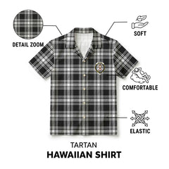 Menzies Black - White Modern Tartan Crest Hawaiian Shirt