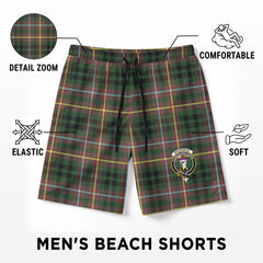Buchanan Hunting Tartan Crest Men's Beach Shorts