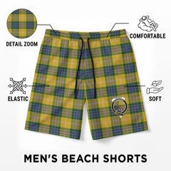 Fraser (of Lovat) Yellow Tartan Crest Men's Beach Shorts