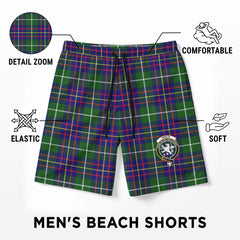 Inglis Modern Tartan Crest Men's Beach Shorts