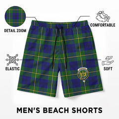Johnstone Modern Tartan Crest Men's Beach Shorts