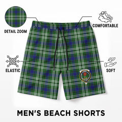 Learmonth Tartan Crest Men's Beach Shorts