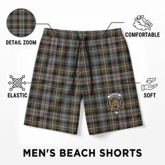 MacKenzie Weathered Tartan Crest Men's Beach Shorts