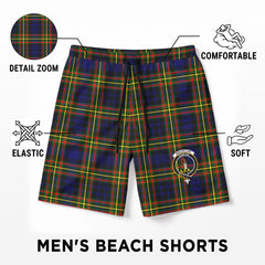 MacLellan Modern Tartan Crest Men's Beach Shorts