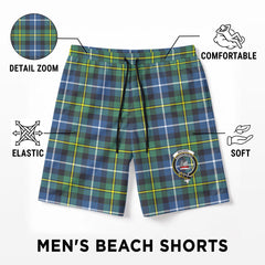 MacNeil of Barra Ancient Tartan Crest Men's Beach Shorts