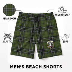 McLean Hunting Tartan Crest Men's Beach Shorts