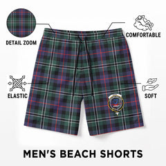 Rose Hunting Modern Tartan Crest Men's Beach Shorts