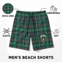 Ross Hunting Modern Tartan Crest Men's Beach Shorts
