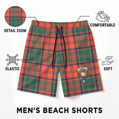 Stewart of Appin Ancient Tartan Crest Men's Beach Shorts
