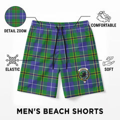 Turnbull Hunting Tartan Crest Men's Beach Shorts