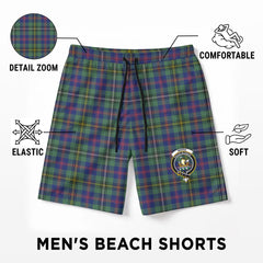 Wood Tartan Crest Men's Beach Shorts