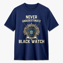Black Watch Ancient Tartan Crest 2D T-shirt - Never Underestimate Style