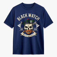 Black Watch Tartan Crest 2D T-shirt - Alba Skull Style