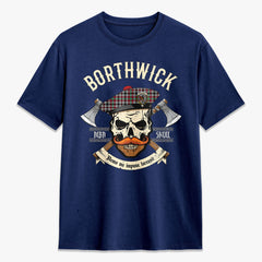 Borthwick Ancient Tartan Crest 2D T-shirt - Alba Skull Style