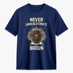 Broun Ancient Tartan Crest 2D T-shirt - Never Underestimate Style